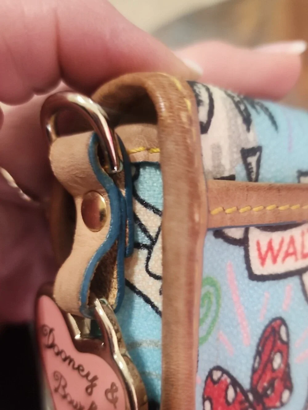 Dooney & Bourke Blue Disney Character Wristlet Pouch Mickey Minnie Tickerbell